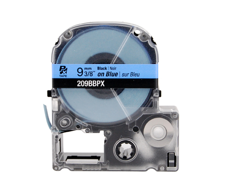 EPSON LABEL WORKS PX LABELING TAPE/Black on Blue, 3/8 x 30', 9MM. For use with all EPSON label PX printers and older K-sun models.