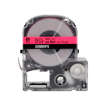EPSON LABEL WORKS PX LABELING TAPE/Black on Red, 3/8 x 30', 9MM. For use with all EPSON label PX printers and older K-sun models.