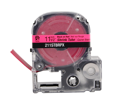 LABELWORKS PX Shrink Tube Tape Cartridge | Black on Red, 1/2in x 8ft