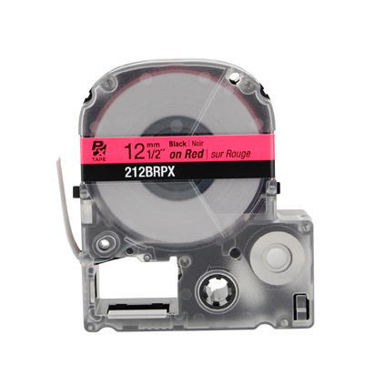EPSON LABEL WORKS PX LABELING TAPE/Black on Red, 1/2 x 30', 12MM. For use with all EPSON label PX printers and older K-sun models.