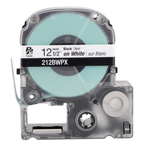 LABELWORKS PX Labeling Tape Cartridge | Black on White, 1/2in x 30ft