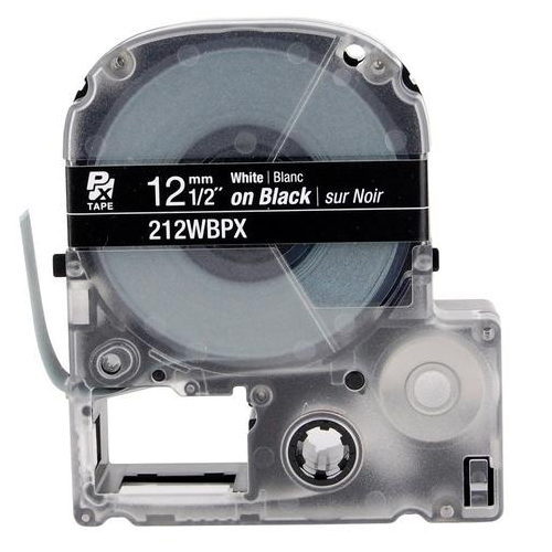 LABELWORKS PX Labeling Tape Cartridge | White on Black, 1/2in x 30ft
