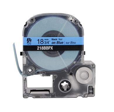 EPSON LABEL WORKS PX LABELING TAPE/Black on blue, 3/4 x 30', 18MM. For use with all EPSON label PX printers and older K-sun models.
