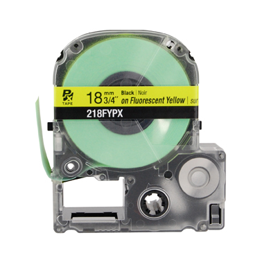 EPSON LABEL WORKS PX LABELING TAPE/Black on Fluorescent Yellow, 3/4 x 30', 18MM. For use with all EPSON label PX printers and older K-sun models.