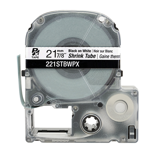 LABELWORKS PX Shrink Tube Tape Cartridge | Black on White, 7/8in x 8ft