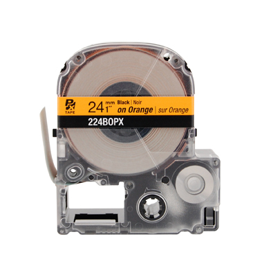 EPSON LABEL WORKS PX LABELING TAPE/Black on Orange, 1 x 30', 24MM. For use with all EPSON label PX printers and older K-sun models.