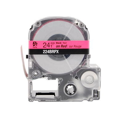 EPSON LABEL WORKS PX LABELING TAPE/Black on Red, 1 x 30', 24MM. For use with all EPSON label PX printers and older K-sun models.