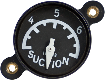 UMA Gyro Suction Gauge | 1-1/4 in, 3â€“7 IN Hg, Black & White Markings