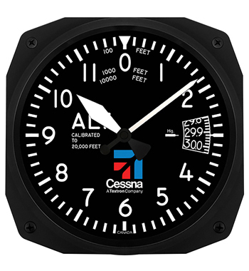 WALL CLOCK/Cessna altimeter aviator style, 10