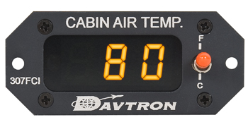 M307FCI Digital Cabin Air Temperature Gauge | Celsius/Fahrenheit, Orange LED, Remote Probe