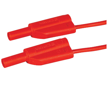 TEST LEAD/White, 200 cm. Banana plugs, stacking and shrouded, straight to straight, silicon, 20 Amp.