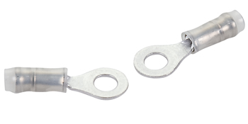 RING TERMINAL/#6 stud/tab size, female, insulated, tin plating, copper material, nylon insulation, 300 VAC. PIDG series. For use with 24-20 gauge wire.