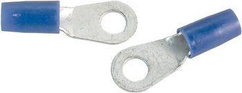 RING TERMINAL/7.94 mm stud/tab size, female, insulated, blue, tin plating, copper material, nylon insulation. 324 series. For use with 6 gauge wire.