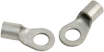 RING TERMINAL/6.35 mm stud/tab size, female, not insulated, tin plating, copper material, 4.37 mm maximum bundle diameter. 346 series. For use with 8 gauge wire.