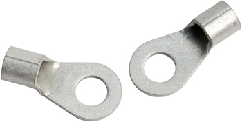 RING TERMINAL/7.94 mm stud/tab size, female, not insulated, tin plating, copper material, 5.89 mm maximum bundle diameter. For use with 6 gauge wire.