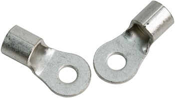 RING TERMINAL/6.35 mm stud/tab size, female, not insulated, tin plating, copper material, 7.52 mm maximum bundle diameter. For use with 4 gauge wire.