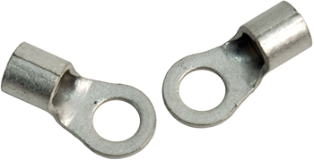 RING TERMINAL/9.53 mm stud/tab size, female, not insulated, tin plating, copper material, 7.52 mm maximum bundle diameter. For use with 4 gauge wire.