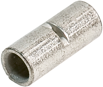 BUTT SPLICE/Closed barrel, female, not insulated, red/green, tin plating, copper material, 28.96 mm in length. For use with 4 gauge wire.