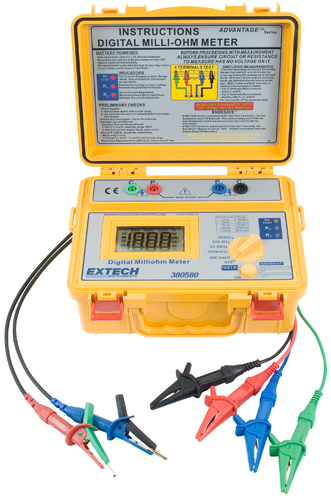 MILLIOHMMETER/Battery powered, 4 wire, 2000 ohm, wire connec - 380580