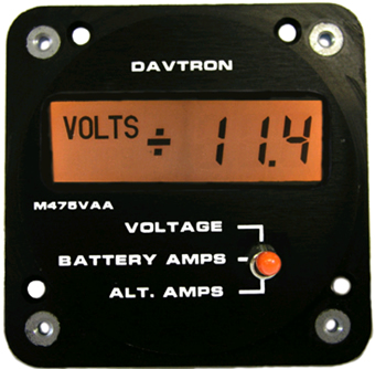 400 Series Voltage & Dual Amperage Meter | 2-1/4 Mount, 28V Orange Lighting