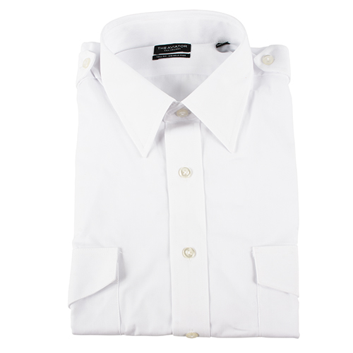MENS AVIATOR STYLE SHIRT/short sleeve/white/size 16.5/tall