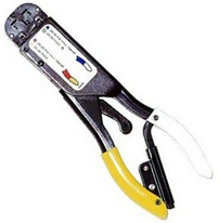 T-HEAD CRIMP TOOL/Yellow and white. For use with 26-24 gauge wire 