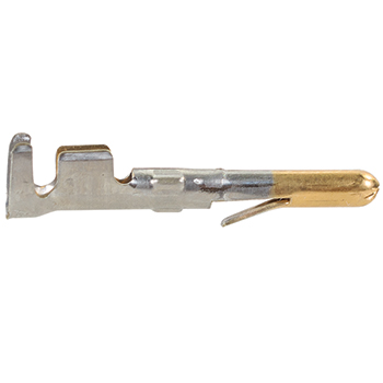 PIN/Male, 250V, MATE-N-LOK series. Brass material. For use with 20-14 gauge wire. ROHS compliant.