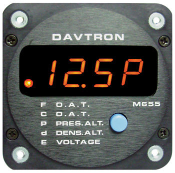 M655 5 Function Indicator Gauge | 2-1/4 Mount, O.A.T. ÂºC/ÂºF, Pressure/Density Altitude, DC Voltage