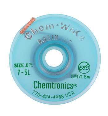 Chem-WikÂ® Rosin SD Desoldering Wick | 0.075, 5ft Bobbin, #3 Green