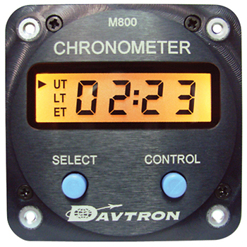 CHRONOMETER/Digital clock with 5V lighting.  Displays Universal time, Local time, and Elapsed time. 2 1/4 internal mount, 2-button control.