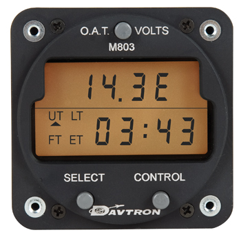 M803 Digital Clock Chronometer, O.A.T.,Voltage Gauge | 28V Orange Lighting, Gray Button