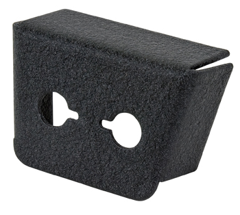 MIC and PHONE JACK MOUNTING BRACKET/Black wrinkle powder coat finish. 90 degree, under panel mount/2 Hole. Height: 1.5 Width: 2.3 Length: 1