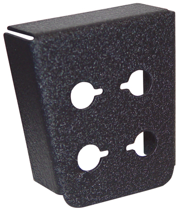 MIC or PHONE JACK MOUNTING BRACKET/90 degree, under panel horizontal mount. 4 Hole. Width: 2 1/4 Length: 2 1/2 Depth: 7/8