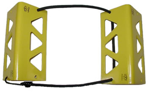 TRAVEL CHOCKS/8/Yellow. Heat-treated, powder coat finish. Medium, for 6.0 x 6.0 tire size