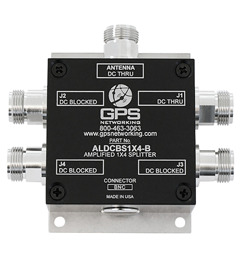 Amplified GPS Antenna Splitter | 4 outputs, 1 input, BNC connects