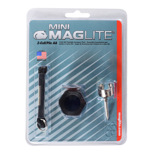 ACCESSORY PACK/For use with Mini Mag-Lite flashlight. Includes: pocket clip, lanyard wrist strap with key ring, lens holder and red, clear and blue lenses.
