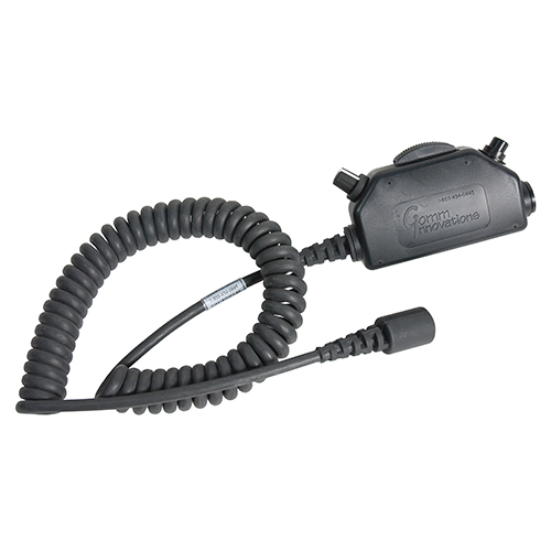 SWITCH and CABLE ASSEMBLY/Black case with large clothing clip, TJT-120 jack, momentary ICS key lock, ICS VOX switch, PTT (push-to-talk) transmit key with mic lo interrupt, hi Z volume control, 3' coil cable with MS3116A10-6P type plug. 