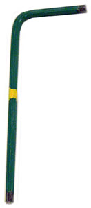 BRISTOL SPLINE WRENCH/Gold band, short L-key, 4 flutes, color coded #5 green, .069 diameter, length: .582 X 1.750, #5 set screws