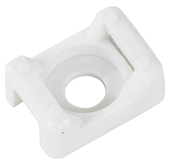 CABLE TIE MOUNT/White, .2 hole diameter, .31 max tie width, 5/16 opening. For use with 18 lb-120 lb cable ties.