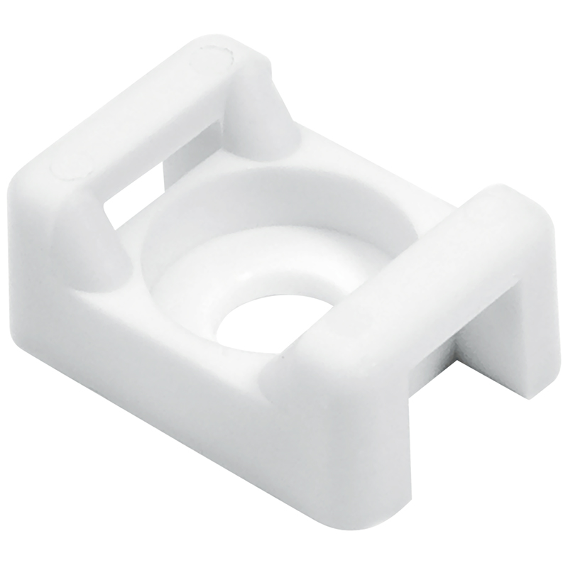 Cable Tie Anchor Mount | White, 0.58 x 0.37 x 0.27 in, 0.19 in Hole Diameter, 0.2 in Max Tie Width | Bag of 100ea.