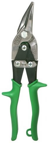 COMPOUND ACTION SNIPS/9.75 inches, cuts straight to right, steel, green handle