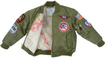 Youth MA-1 Flight Jacket | Green, Nylon, With Patches, Kids 4-5