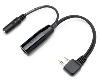 HELICOPTER HEADSET ADAPTER/for ICOM A6, A22, and A24/right angle plug/U92/A jack accepts U174/u, converts ICOM A22 plug