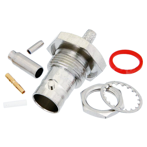 BNC Female Bulkhead Connector | 75Î©, RG179 & RG187, 0.480 inch D Hole