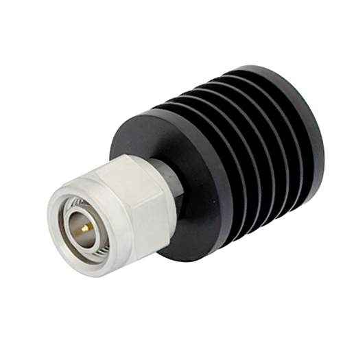 CONNECTOR/TNC male, 50 ohm, aluminum heatsink, high power termination. Frequency range: DC to 18 GHz. Power handling capacity: 10 watts. Max VSWR 1.25. 