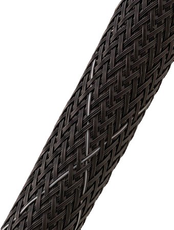 AERO BRAIDED SLEEVING NOMINAL SIZE 1/4 MINI ROLL 200'/BLACK WITH WHITE TRACER