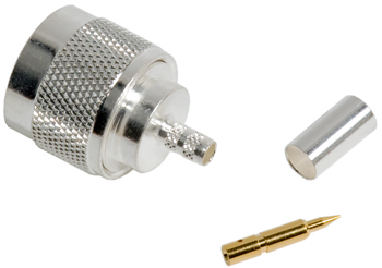 N CONNECTOR/Male, dual crimp, RG142/400