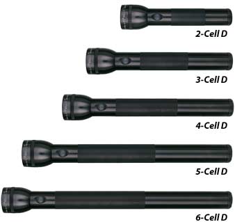 MAG-LITE FLASHLIGHT HANG PACK/Black, 2 D-cell batteries, equipped with two gas lamps.