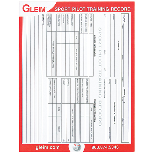 Sport Pilot Training Record