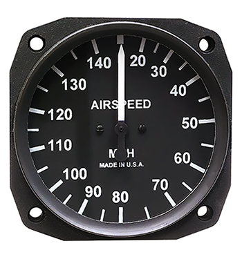 UMA Airspeed Indicator | 20 – 140 MPH, 3-1/8 in, TSO, Black & White Dial